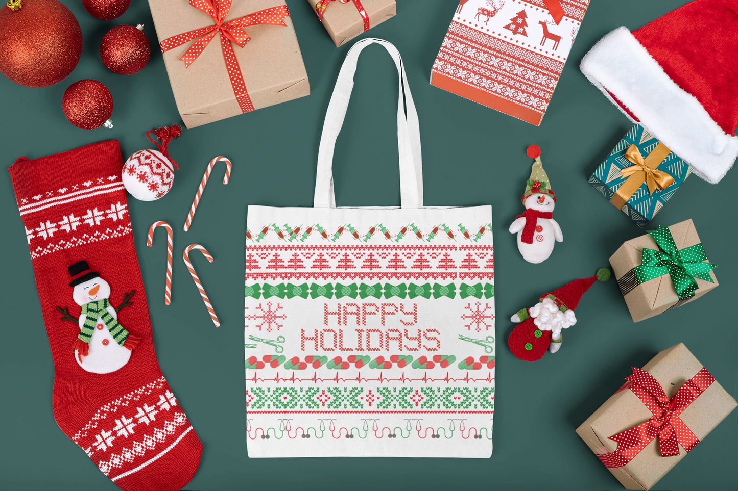 Healthcare Holidays tote bag